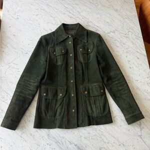 Lucky Brand Vintage Suede Western Utility Jacket - Forest Green LARGE